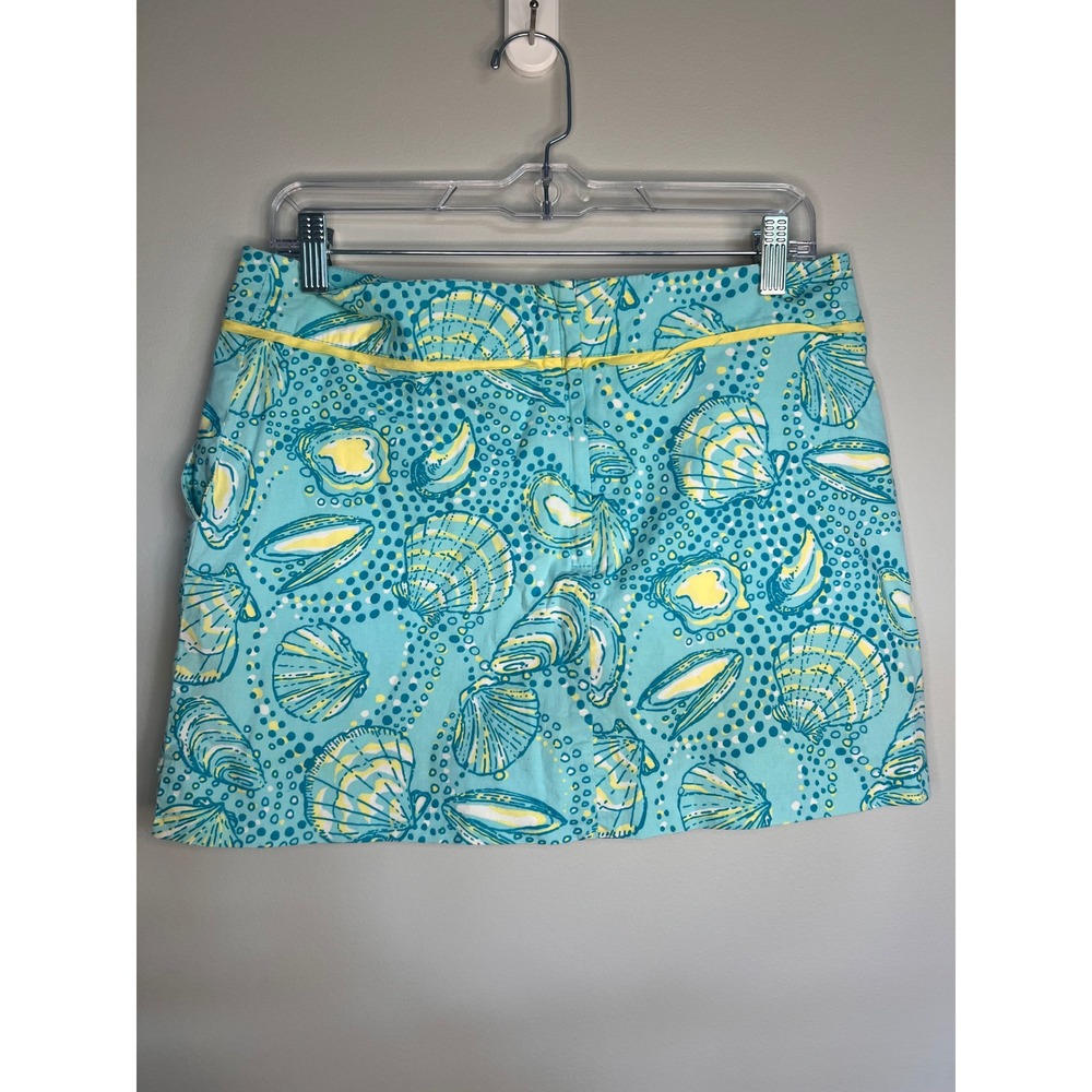 Lilly Pulitzer Skort Seashell Print Golf‎ Athletic Aqua Yellow Size 6 - Picture 2 of 7